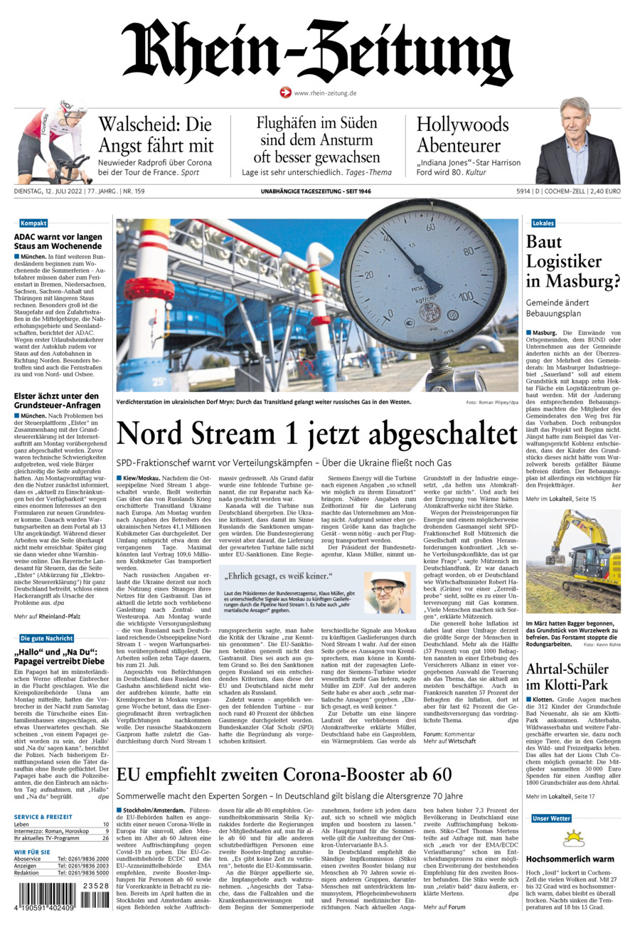 Rhein-Zeitung Kreis Cochem-Zell vom Dienstag, 12.07.2022