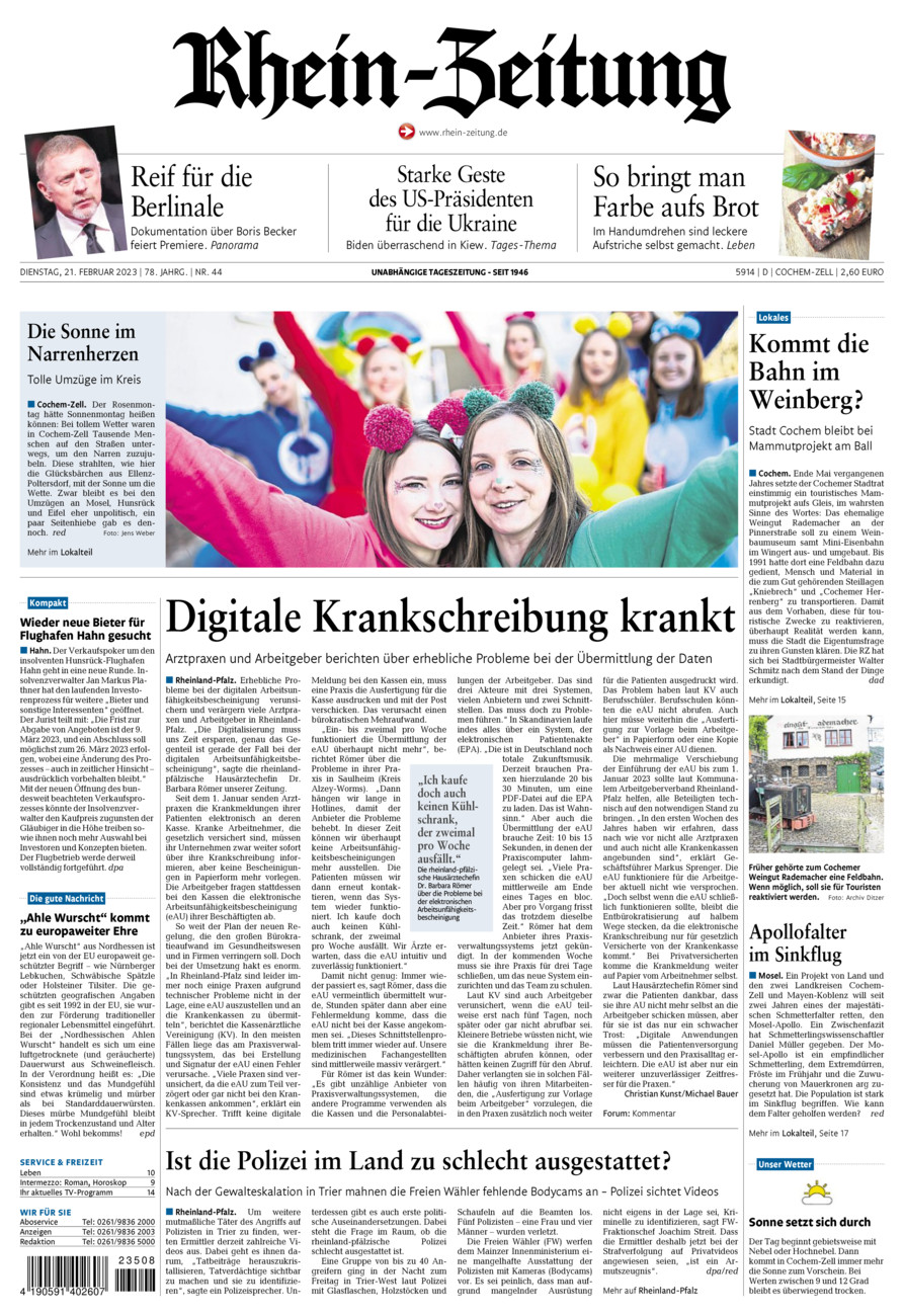 Rhein-Zeitung Kreis Cochem-Zell vom Dienstag, 21.02.2023