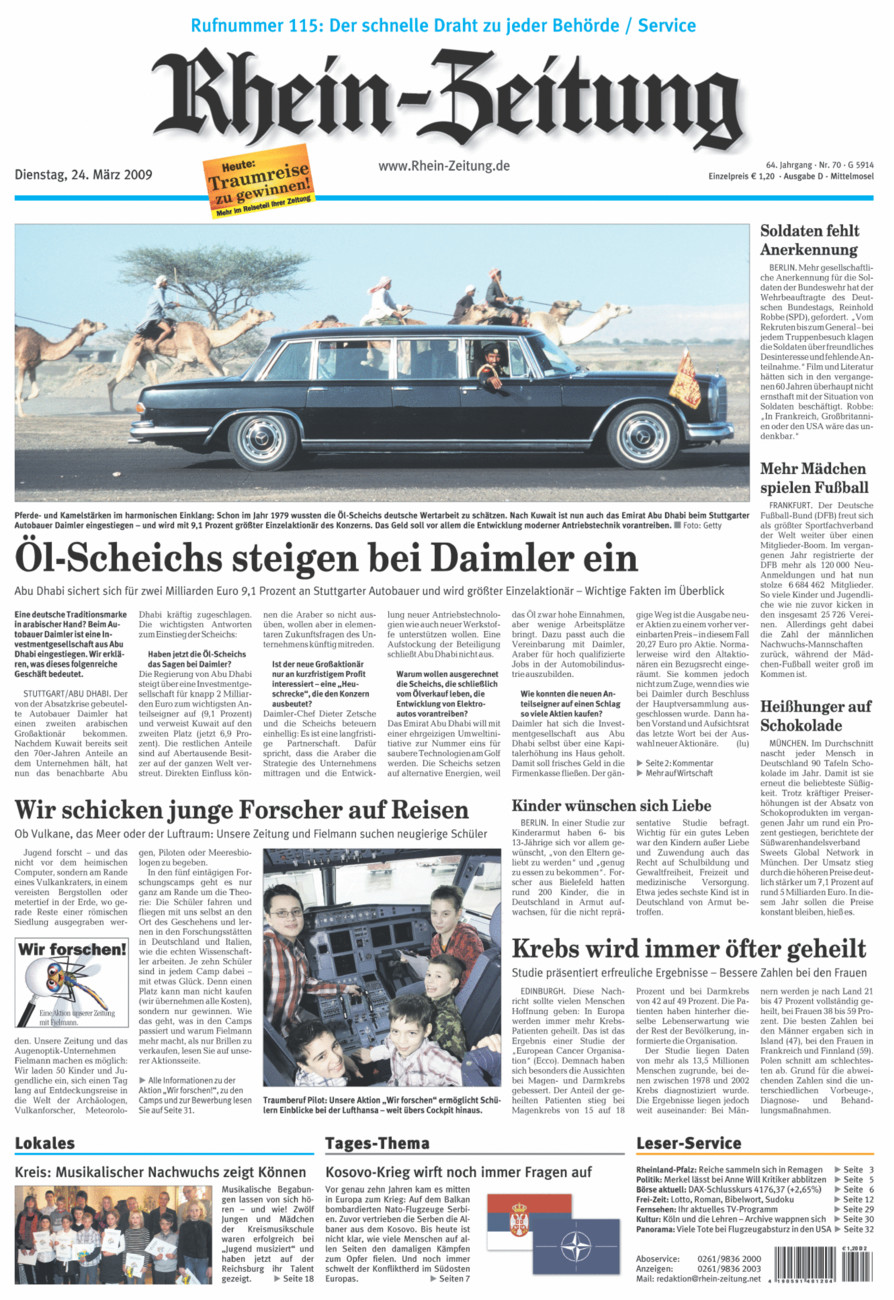 Rhein-Zeitung Kreis Cochem-Zell vom Dienstag, 24.03.2009