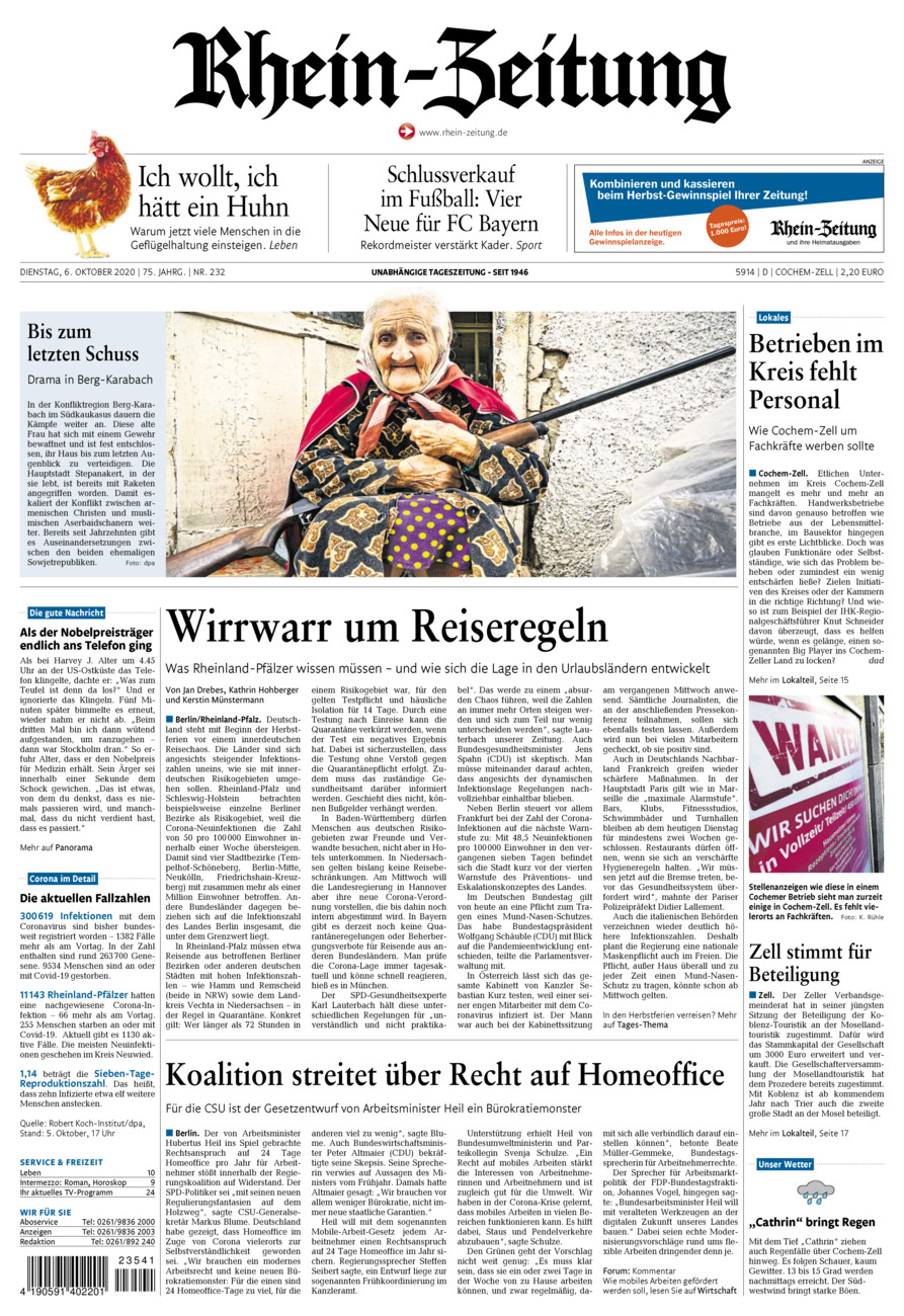 Rhein-Zeitung Kreis Cochem-Zell vom Dienstag, 06.10.2020