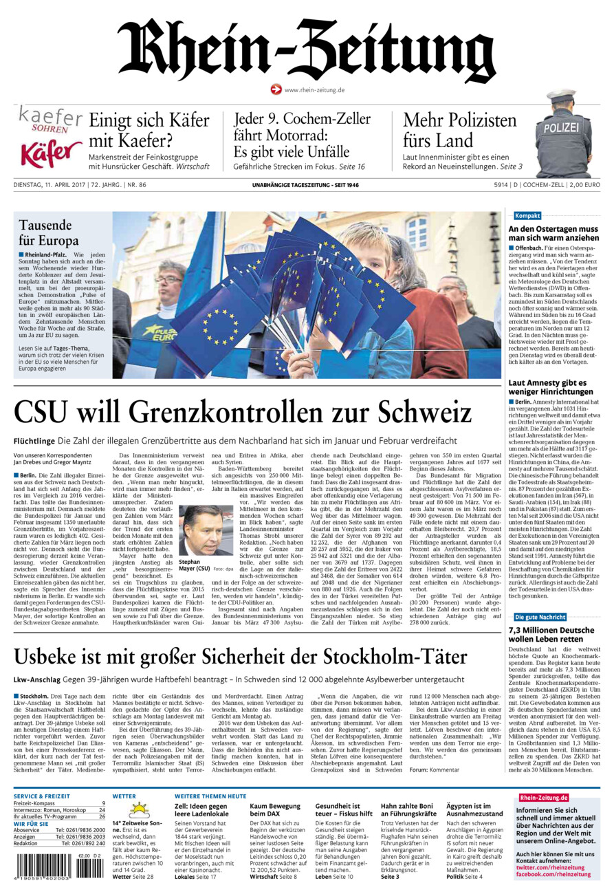 Rhein-Zeitung Kreis Cochem-Zell vom Dienstag, 11.04.2017