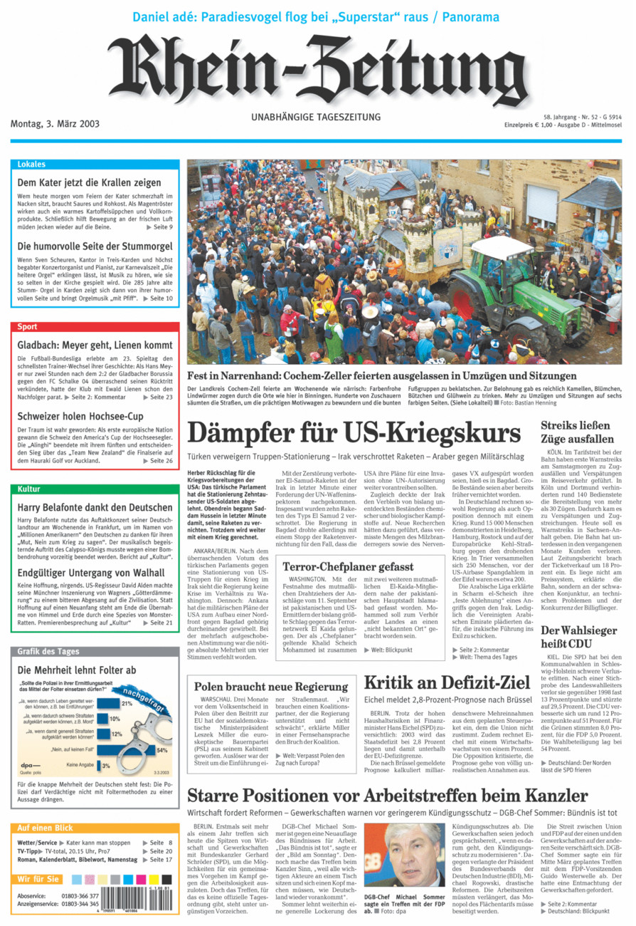 Rhein-Zeitung Kreis Cochem-Zell vom Montag, 03.03.2003