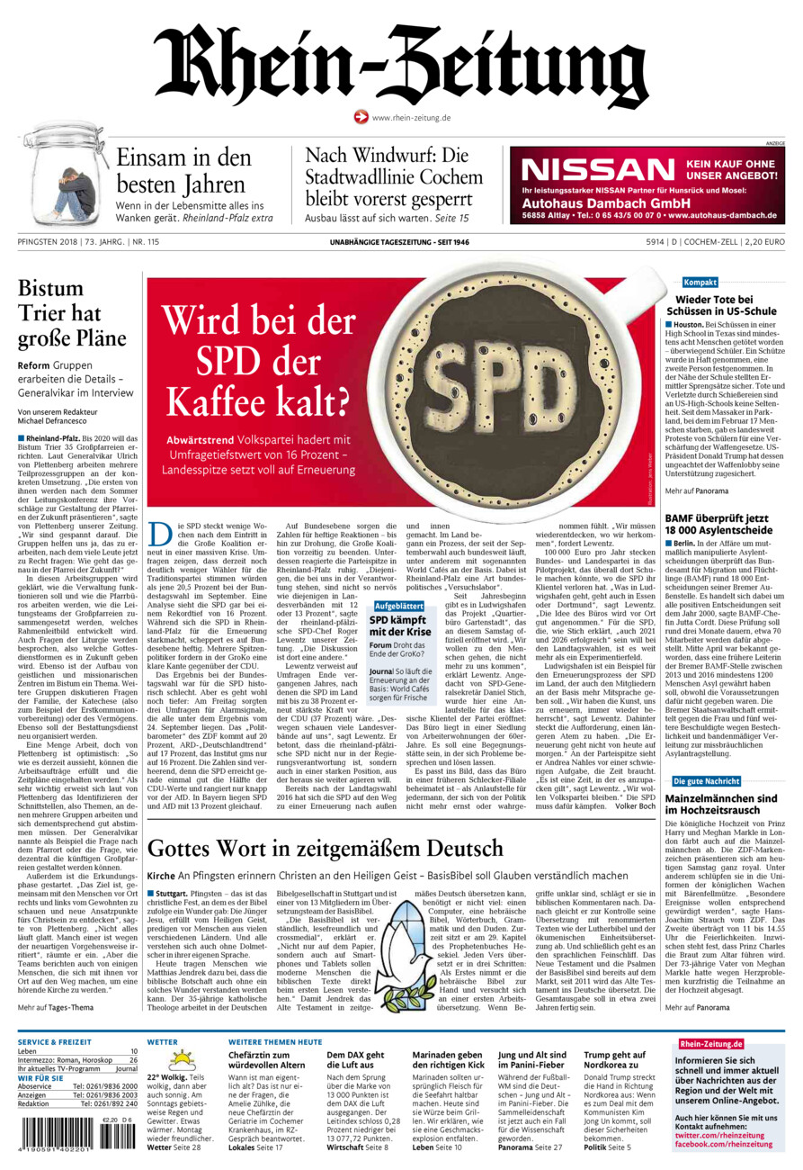 Rhein-Zeitung Kreis Cochem-Zell vom Samstag, 19.05.2018