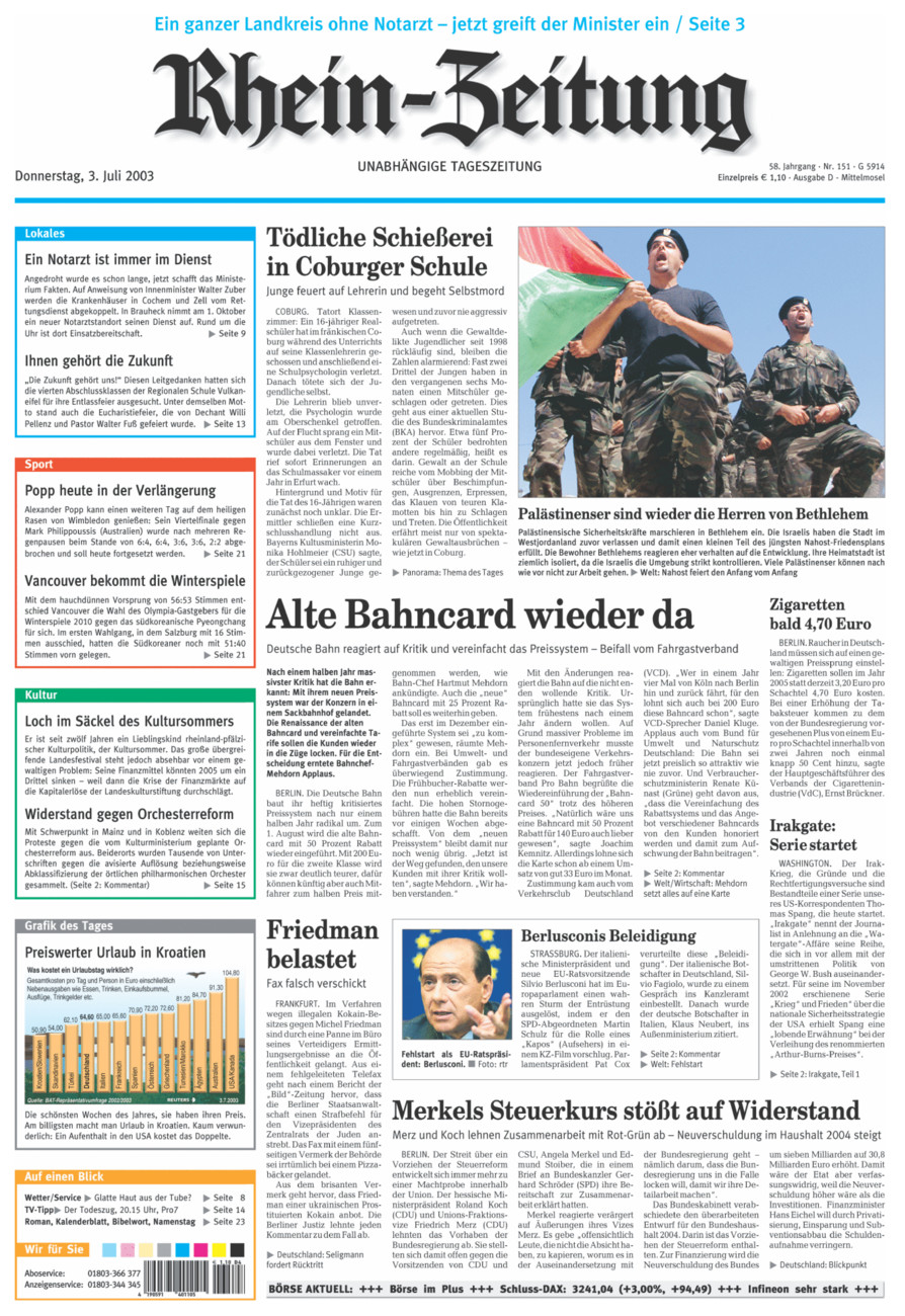 Rhein-Zeitung Kreis Cochem-Zell vom Donnerstag, 03.07.2003