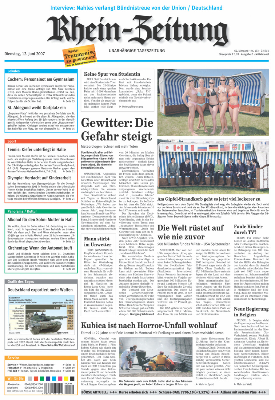 Rhein-Zeitung Kreis Cochem-Zell vom Dienstag, 12.06.2007