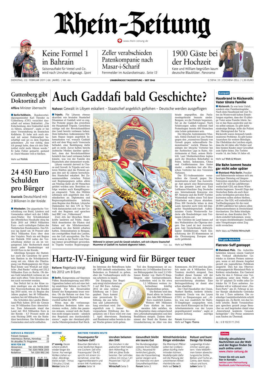 Rhein-Zeitung Kreis Cochem-Zell vom Dienstag, 22.02.2011