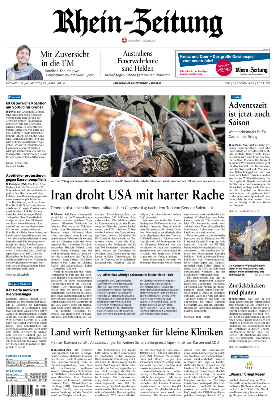 Rhein-Zeitung Kreis Cochem-Zell vom Mittwoch, 08.01.2020