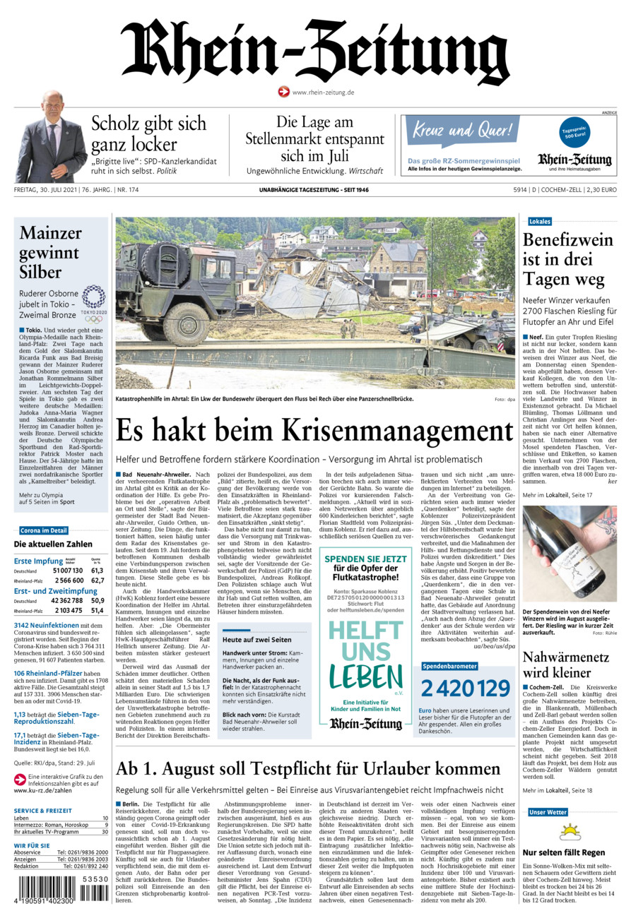 Rhein-Zeitung Kreis Cochem-Zell vom Freitag, 30.07.2021