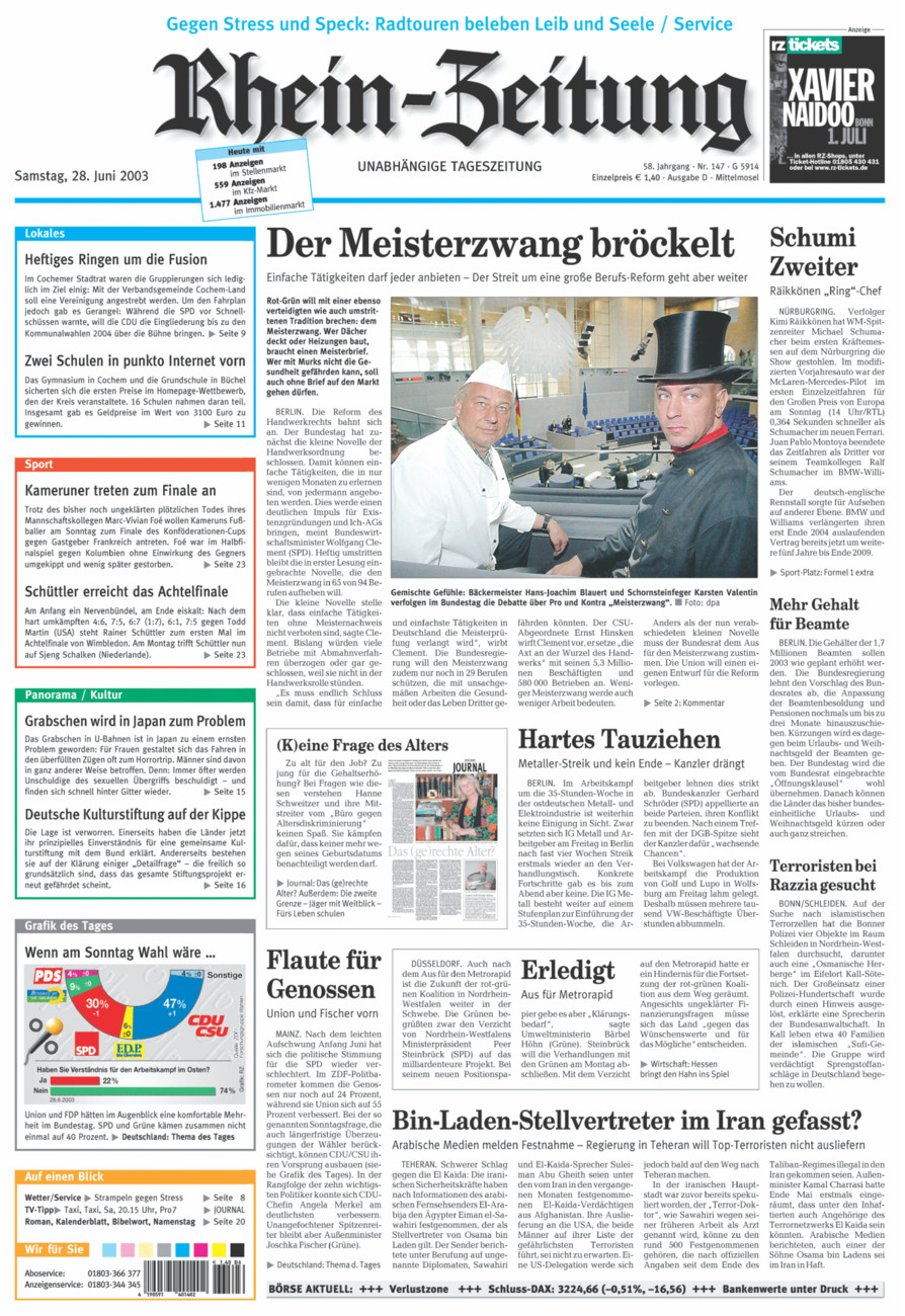 Rhein-Zeitung Kreis Cochem-Zell vom Samstag, 28.06.2003