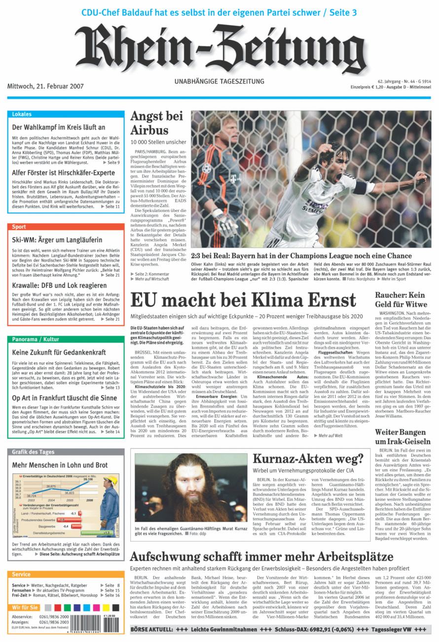 Rhein-Zeitung Kreis Cochem-Zell vom Mittwoch, 21.02.2007