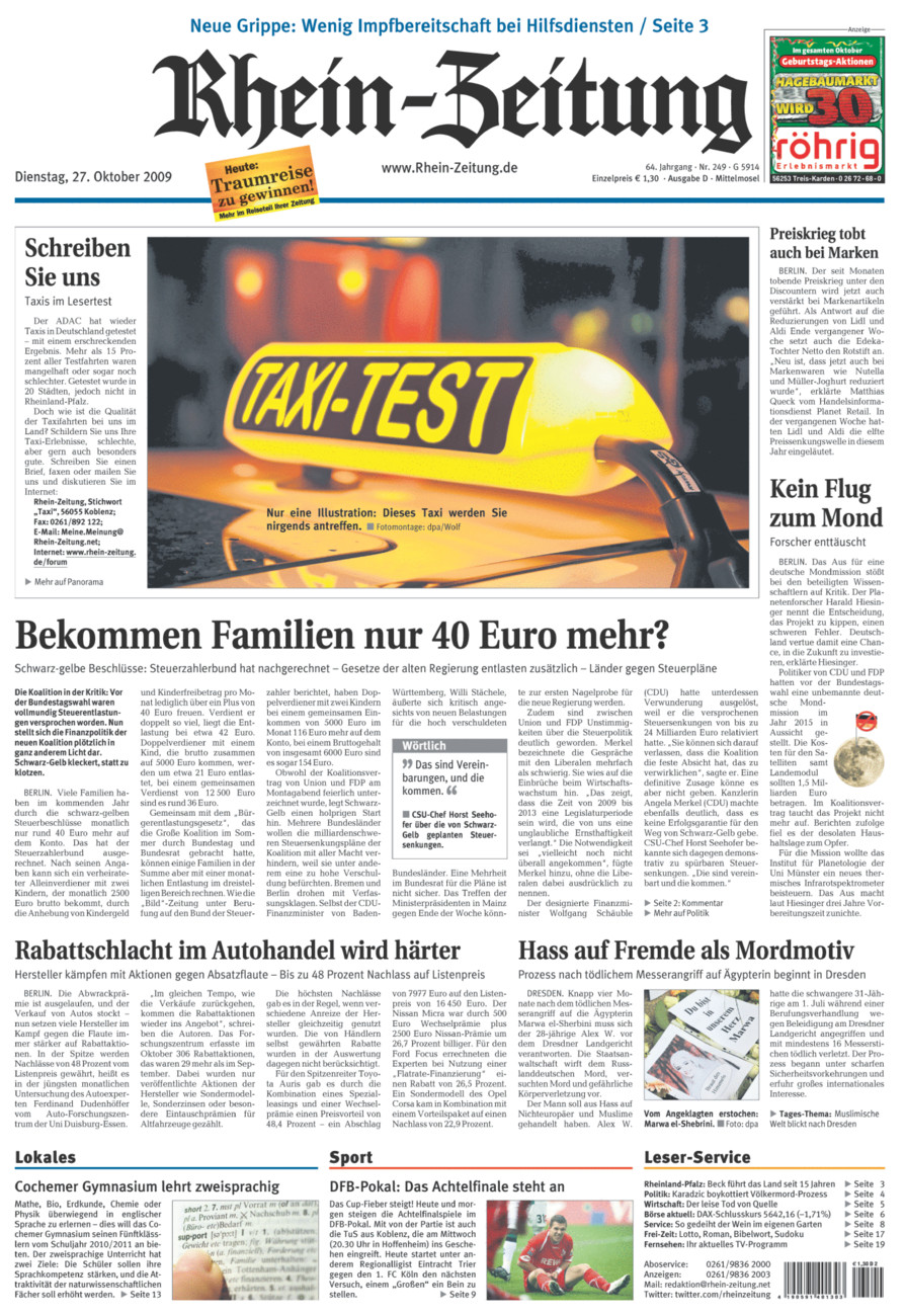 Rhein-Zeitung Kreis Cochem-Zell vom Dienstag, 27.10.2009