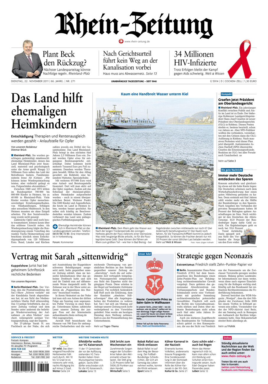 Rhein-Zeitung Kreis Cochem-Zell vom Dienstag, 22.11.2011
