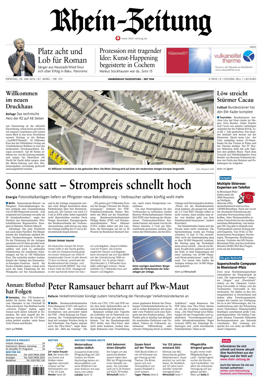 Rhein-Zeitung Kreis Cochem-Zell vom Dienstag, 29.05.2012