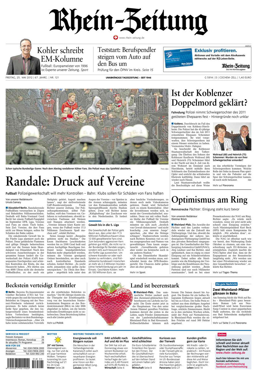Rhein-Zeitung Kreis Cochem-Zell vom Freitag, 25.05.2012