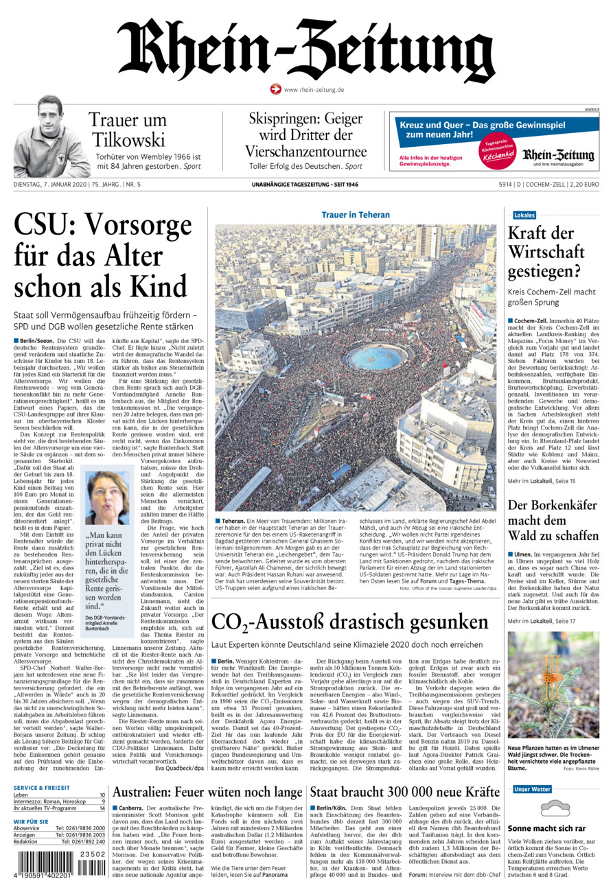 Rhein-Zeitung Kreis Cochem-Zell vom Dienstag, 07.01.2020