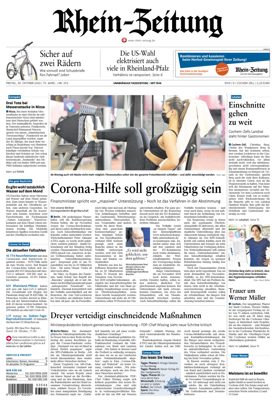 Rhein-Zeitung Kreis Cochem-Zell vom Freitag, 30.10.2020