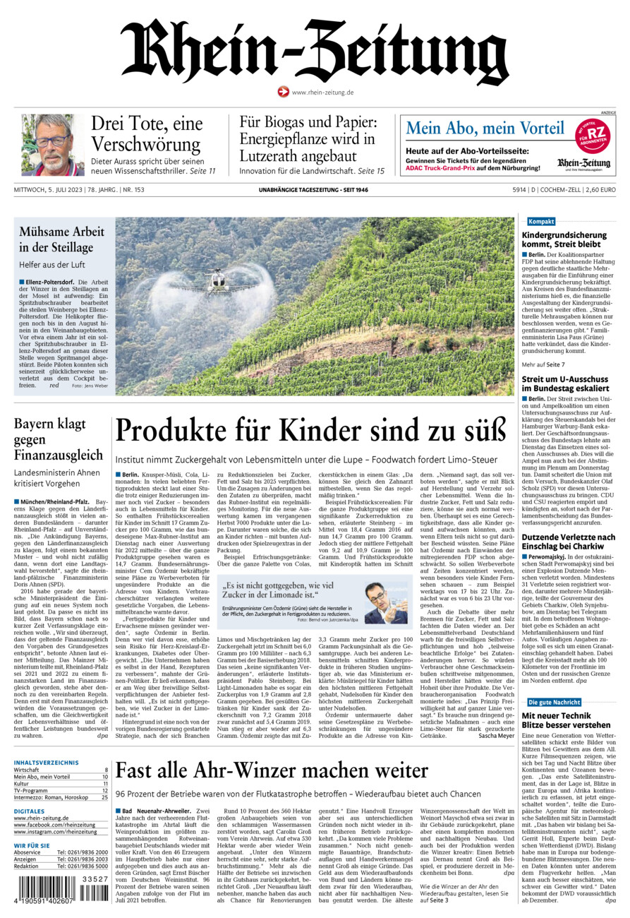 Rhein-Zeitung Kreis Cochem-Zell vom Mittwoch, 05.07.2023