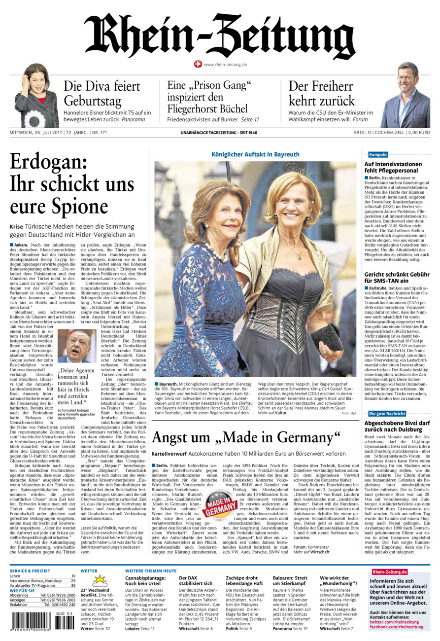 Rhein-Zeitung Kreis Cochem-Zell vom Mittwoch, 26.07.2017