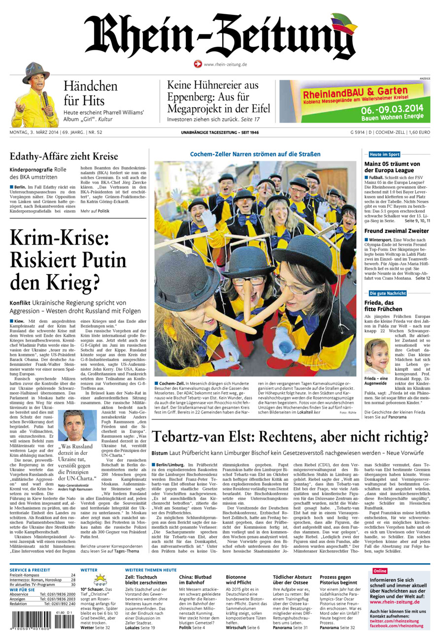Rhein-Zeitung Kreis Cochem-Zell vom Montag, 03.03.2014