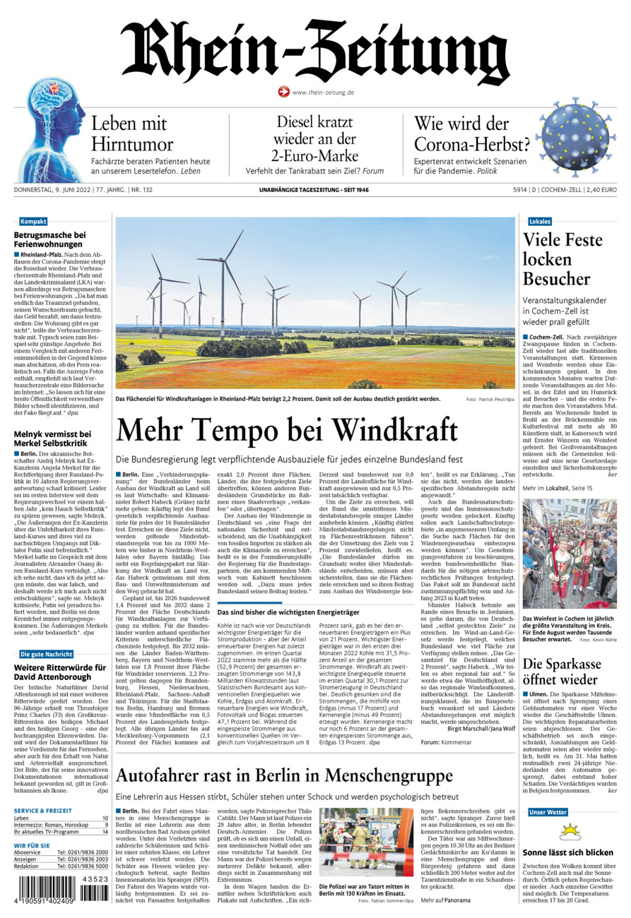 Rhein-Zeitung Kreis Cochem-Zell vom Donnerstag, 09.06.2022