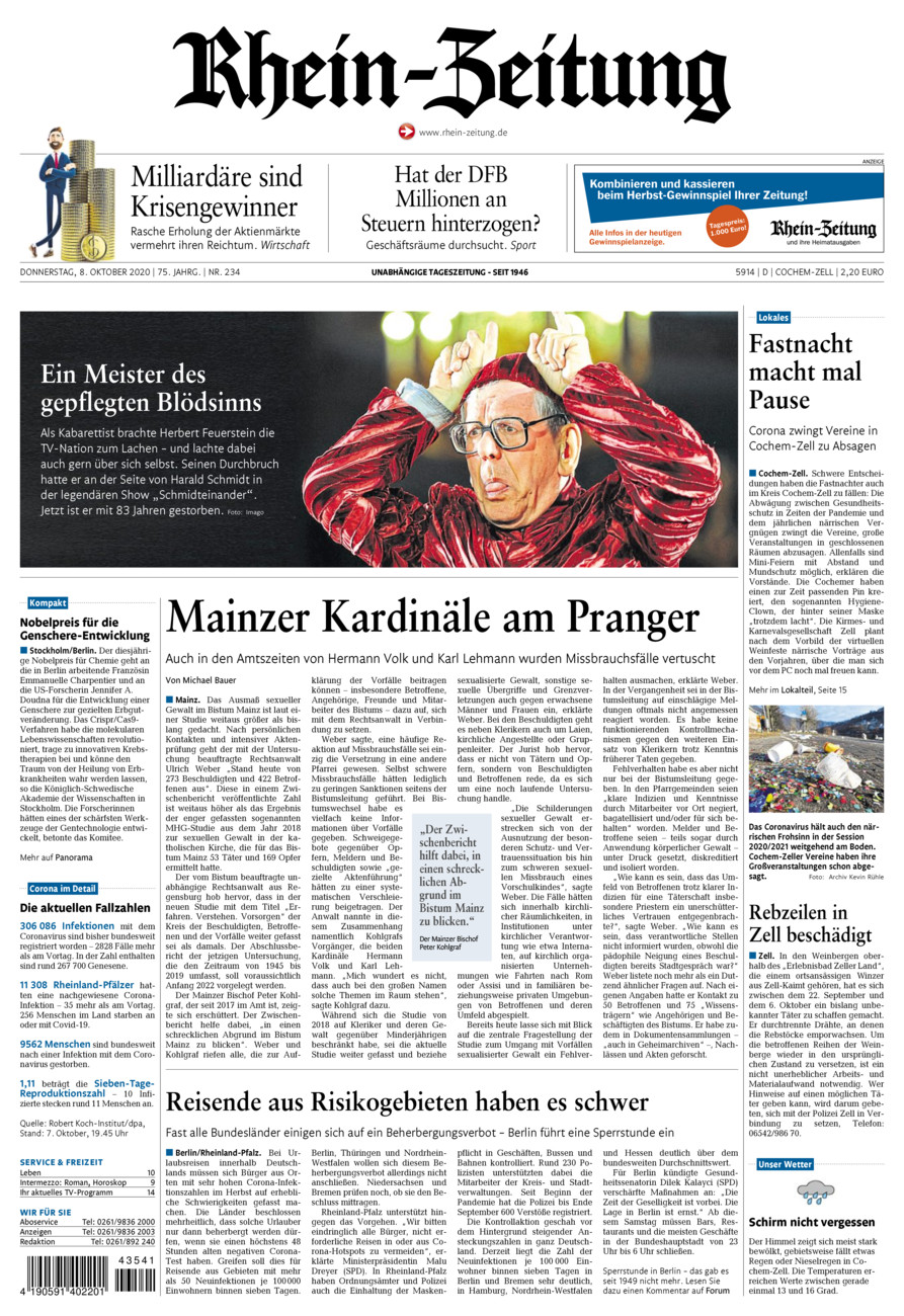 Rhein-Zeitung Kreis Cochem-Zell vom Donnerstag, 08.10.2020