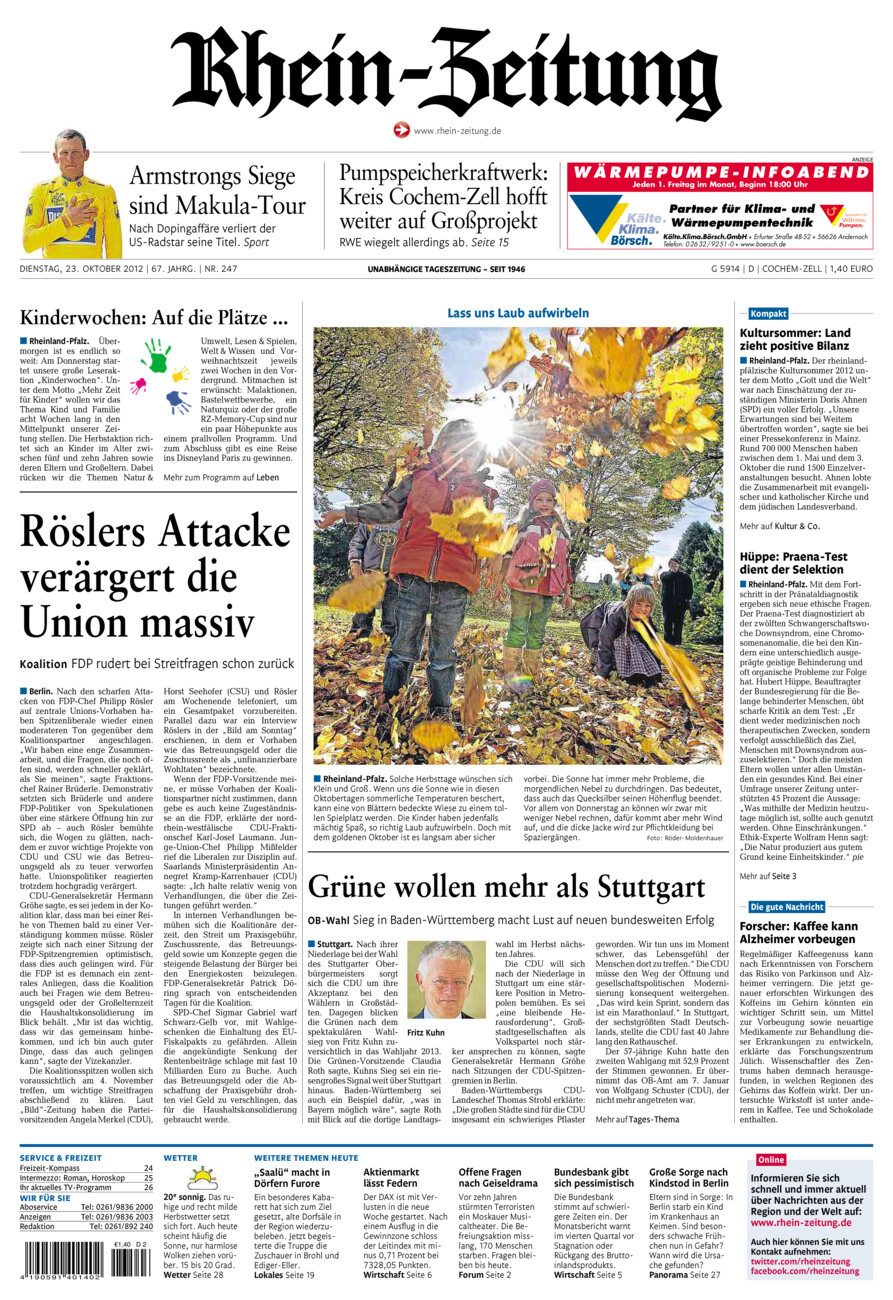 Rhein-Zeitung Kreis Cochem-Zell vom Dienstag, 23.10.2012