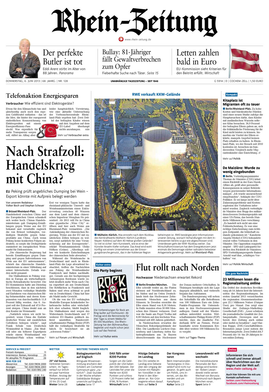 Rhein-Zeitung Kreis Cochem-Zell vom Donnerstag, 06.06.2013