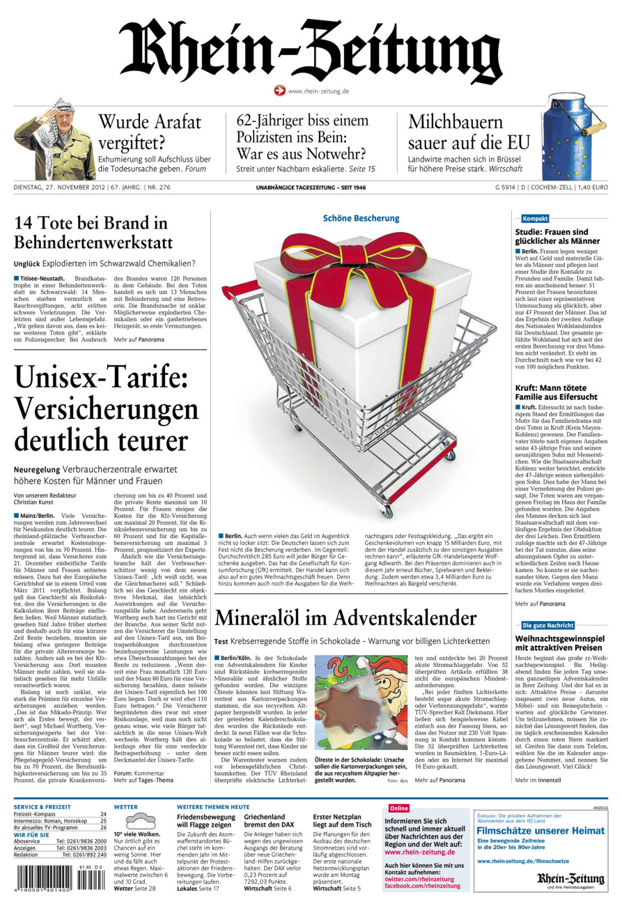 Rhein-Zeitung Kreis Cochem-Zell vom Dienstag, 27.11.2012