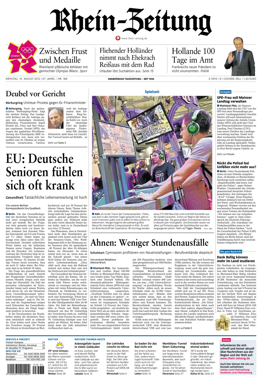 Rhein-Zeitung Kreis Cochem-Zell vom Dienstag, 14.08.2012