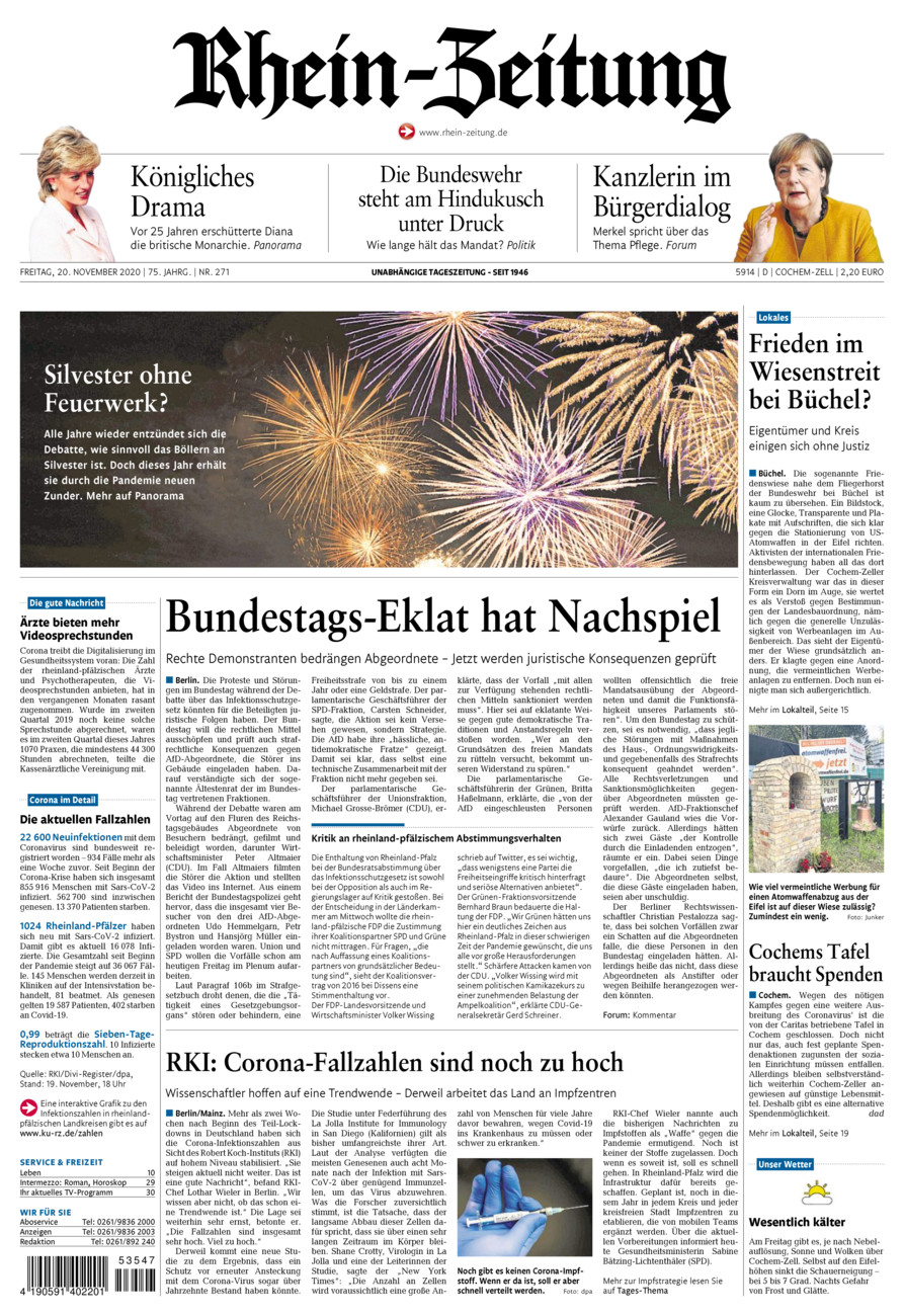 Rhein-Zeitung Kreis Cochem-Zell vom Freitag, 20.11.2020