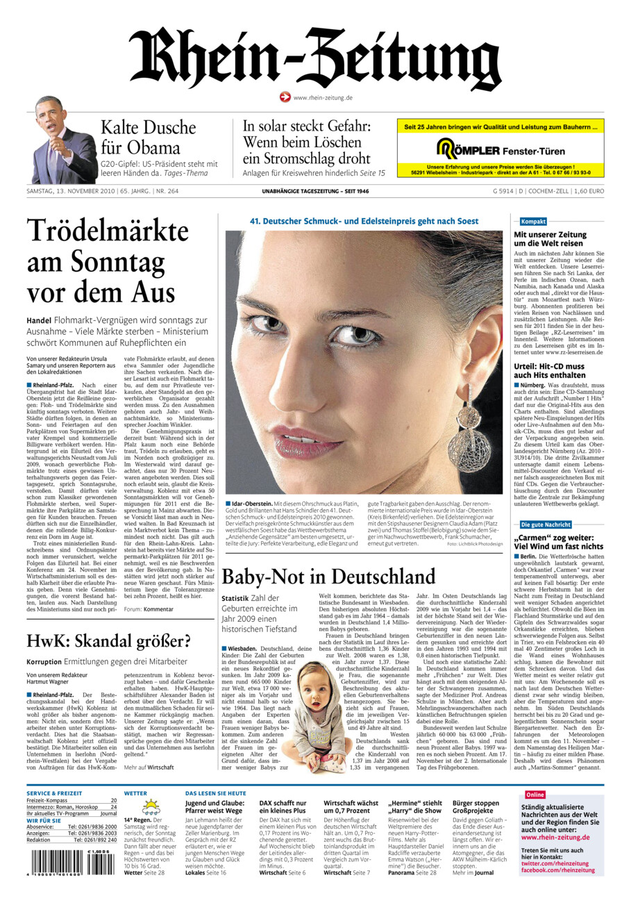 Rhein-Zeitung Kreis Cochem-Zell vom Samstag, 13.11.2010
