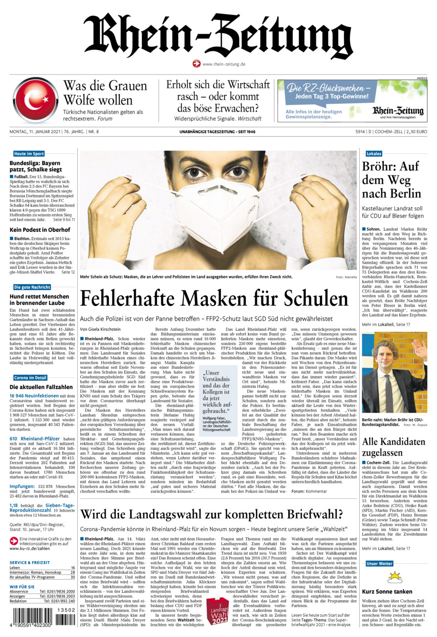Rhein-Zeitung Kreis Cochem-Zell vom Montag, 11.01.2021