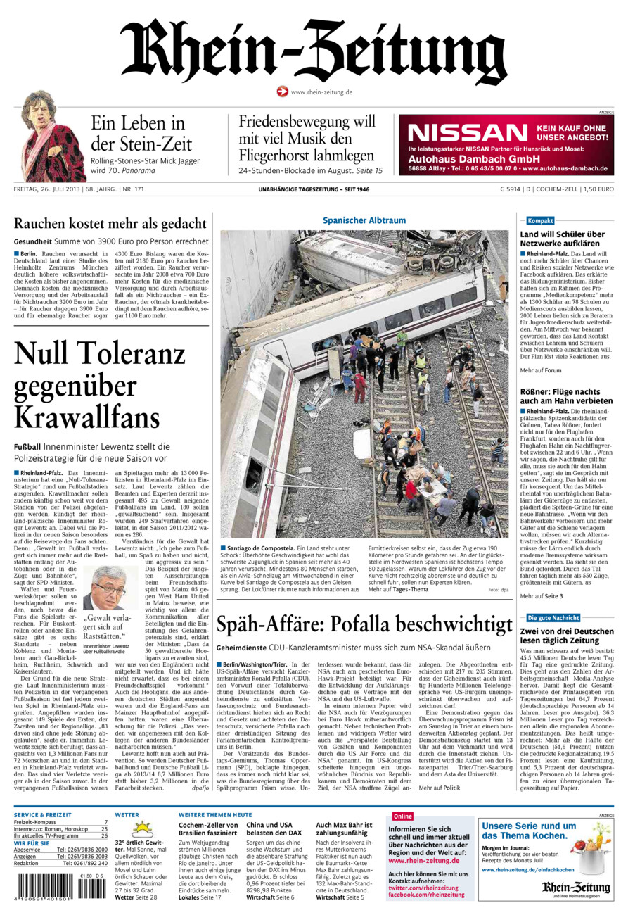 Rhein-Zeitung Kreis Cochem-Zell vom Freitag, 26.07.2013