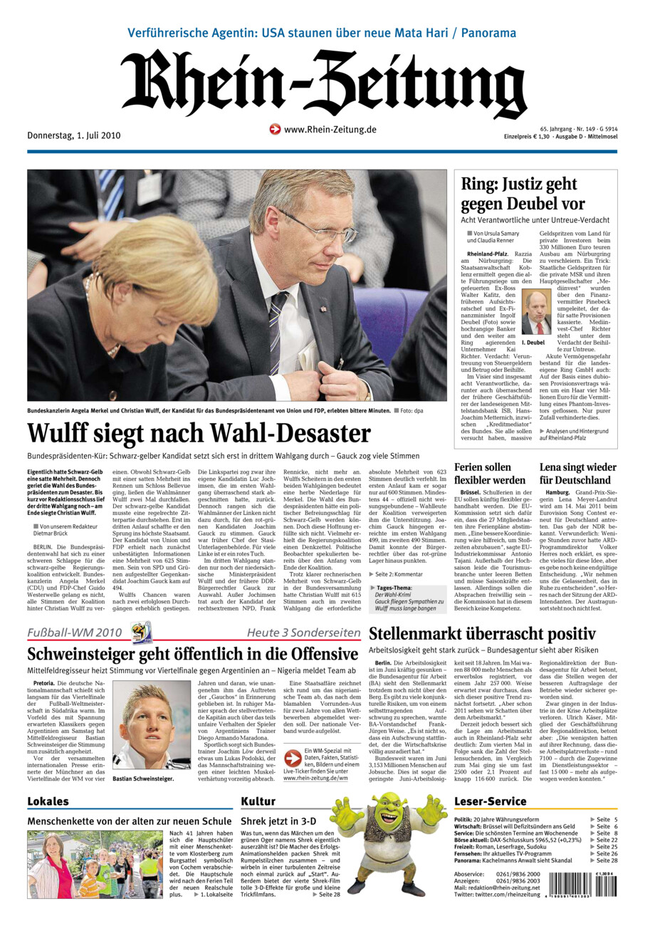 Rhein-Zeitung Kreis Cochem-Zell vom Donnerstag, 01.07.2010
