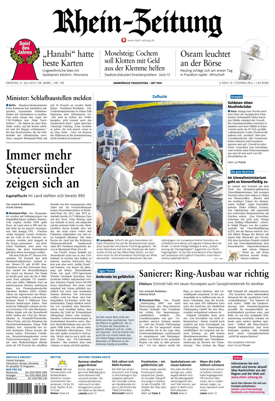 Rhein-Zeitung Kreis Cochem-Zell vom Dienstag, 09.07.2013