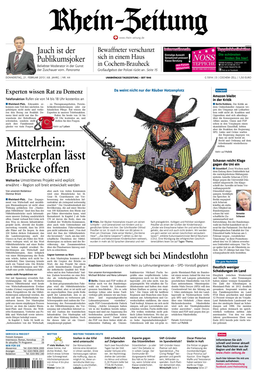 Rhein-Zeitung Kreis Cochem-Zell vom Donnerstag, 21.02.2013
