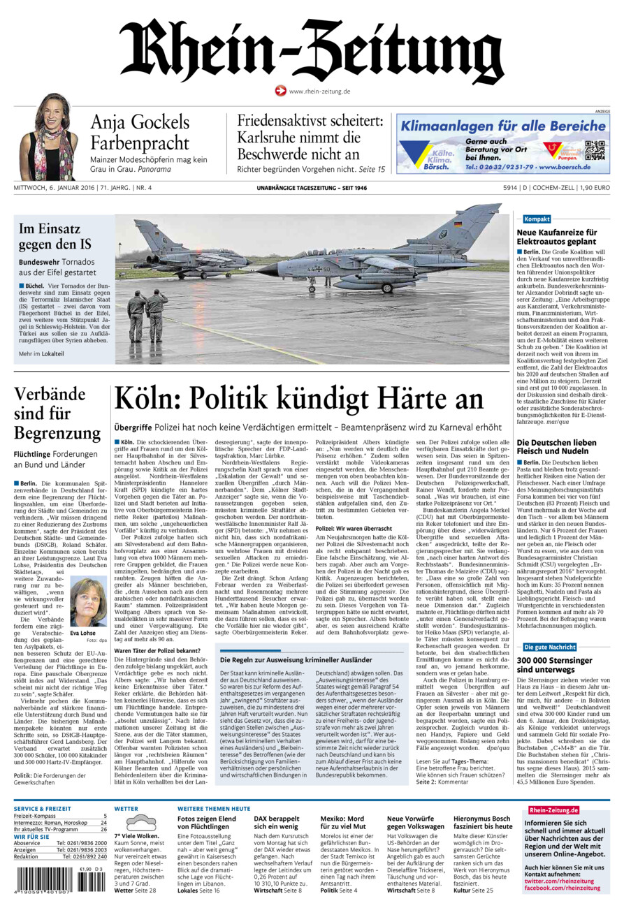 Rhein-Zeitung Kreis Cochem-Zell vom Mittwoch, 06.01.2016
