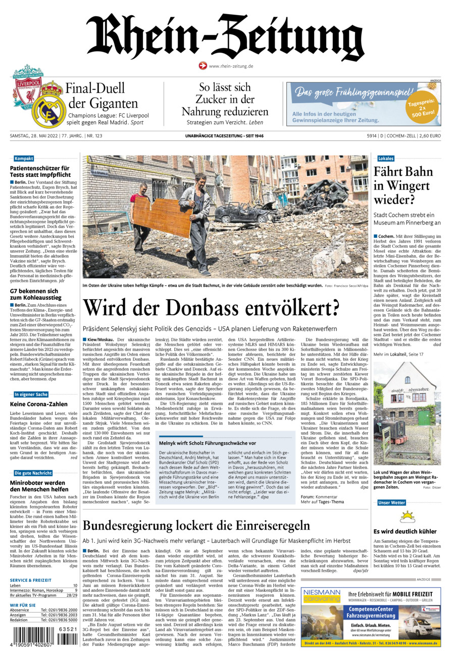 Rhein-Zeitung Kreis Cochem-Zell vom Samstag, 28.05.2022
