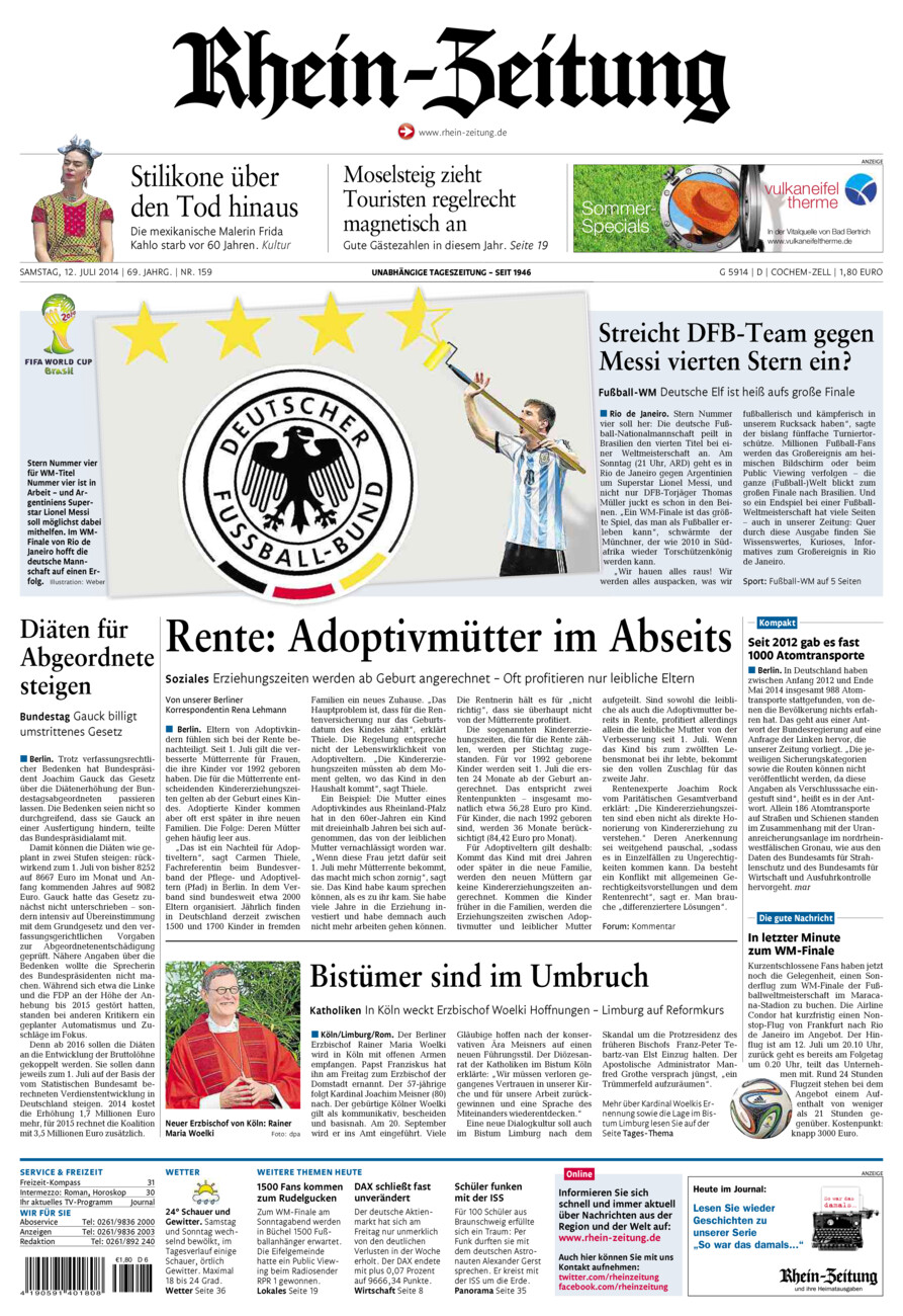 Rhein-Zeitung Kreis Cochem-Zell vom Samstag, 12.07.2014
