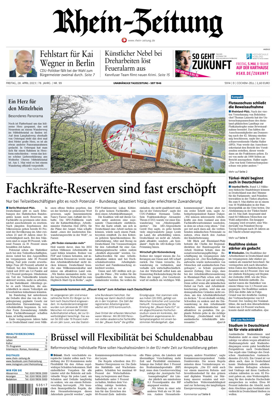 Rhein-Zeitung Kreis Cochem-Zell vom Freitag, 28.04.2023