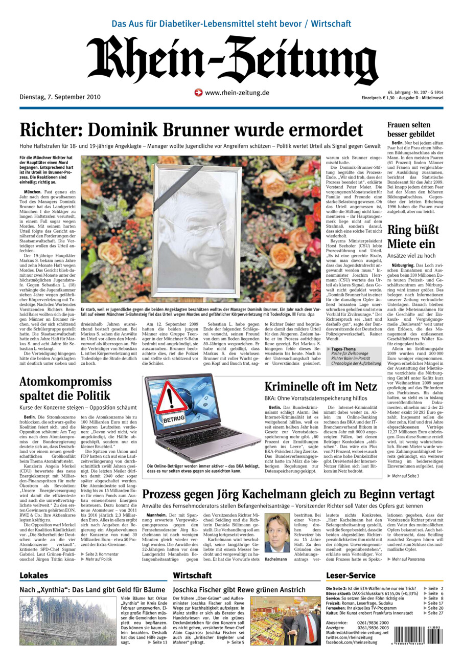 Rhein-Zeitung Kreis Cochem-Zell vom Dienstag, 07.09.2010