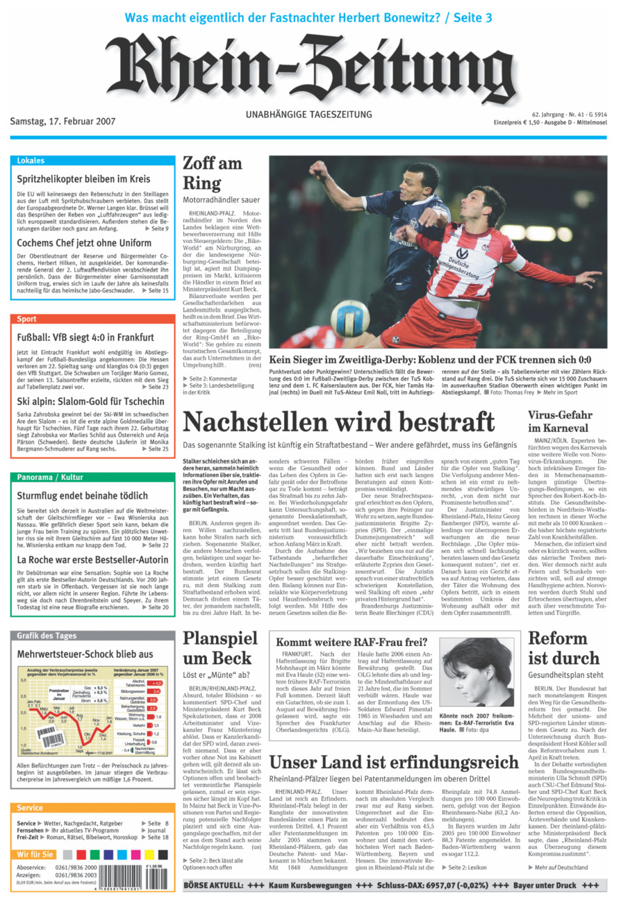 Rhein-Zeitung Kreis Cochem-Zell vom Samstag, 17.02.2007