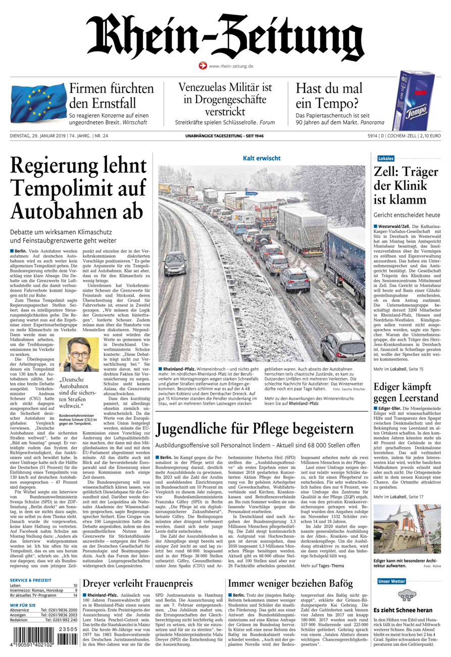 Rhein-Zeitung Kreis Cochem-Zell vom Dienstag, 29.01.2019