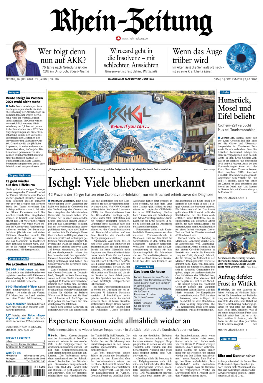 Rhein-Zeitung Kreis Cochem-Zell vom Freitag, 26.06.2020