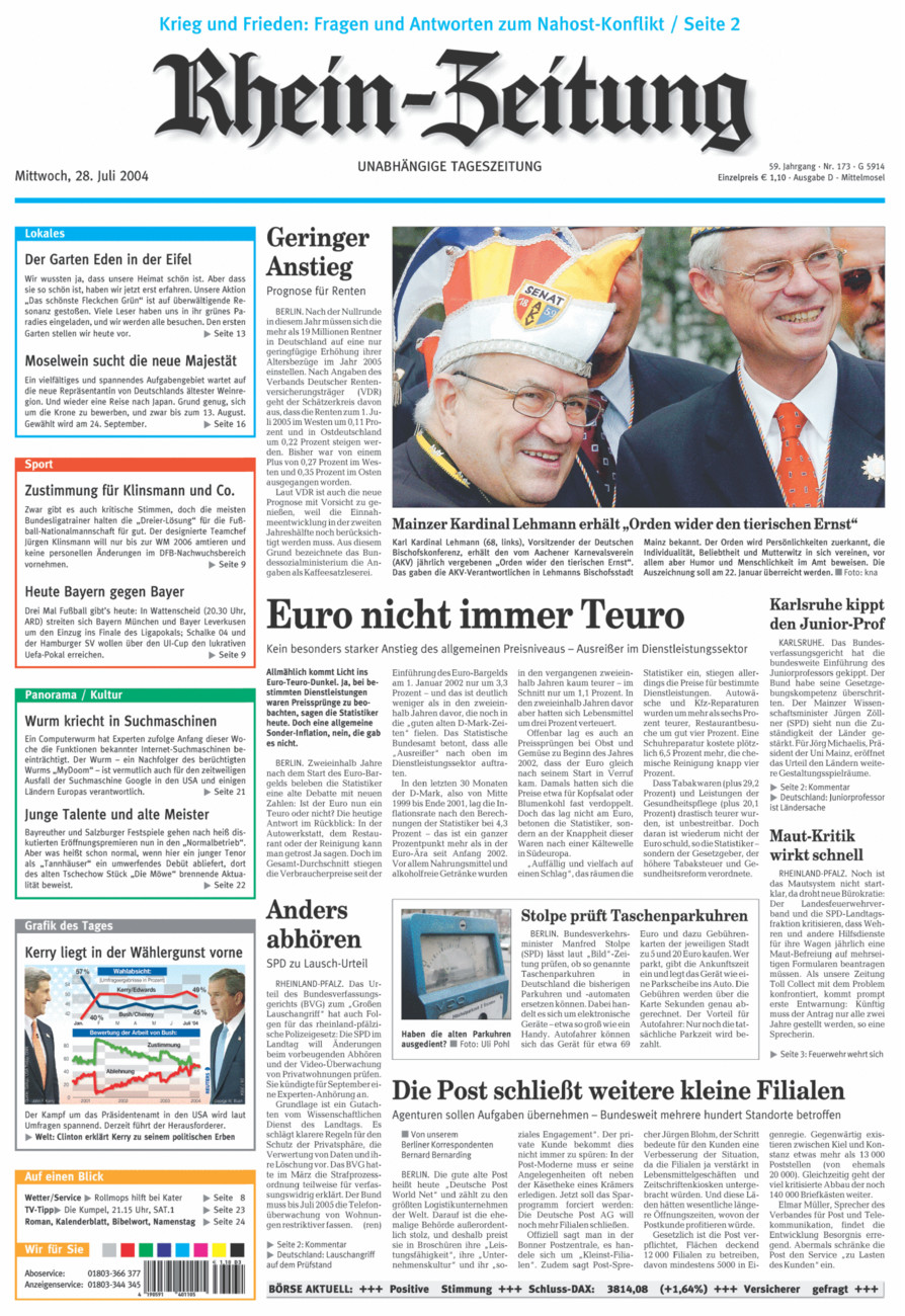 Rhein-Zeitung Kreis Cochem-Zell vom Mittwoch, 28.07.2004