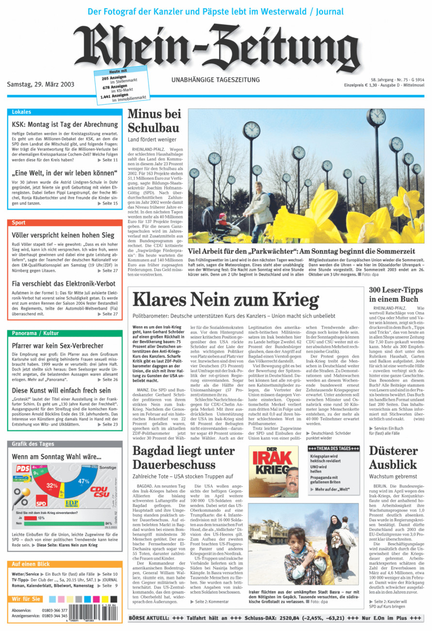 Rhein-Zeitung Kreis Cochem-Zell vom Samstag, 29.03.2003