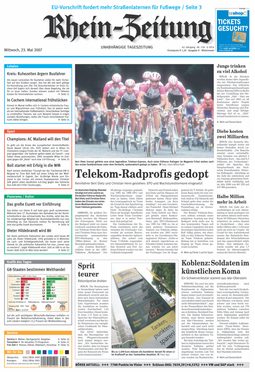 Rhein-Zeitung Kreis Cochem-Zell vom Mittwoch, 23.05.2007