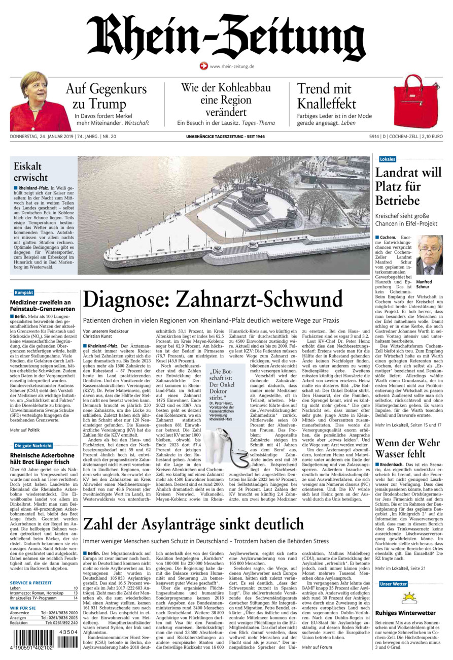 Rhein-Zeitung Kreis Cochem-Zell vom Donnerstag, 24.01.2019