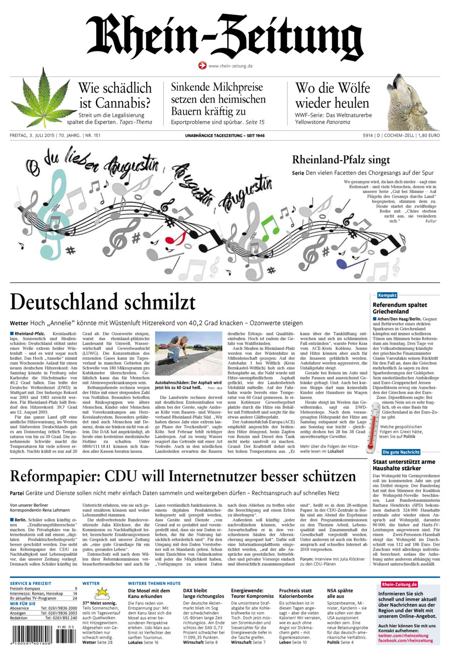 Rhein-Zeitung Kreis Cochem-Zell vom Freitag, 03.07.2015