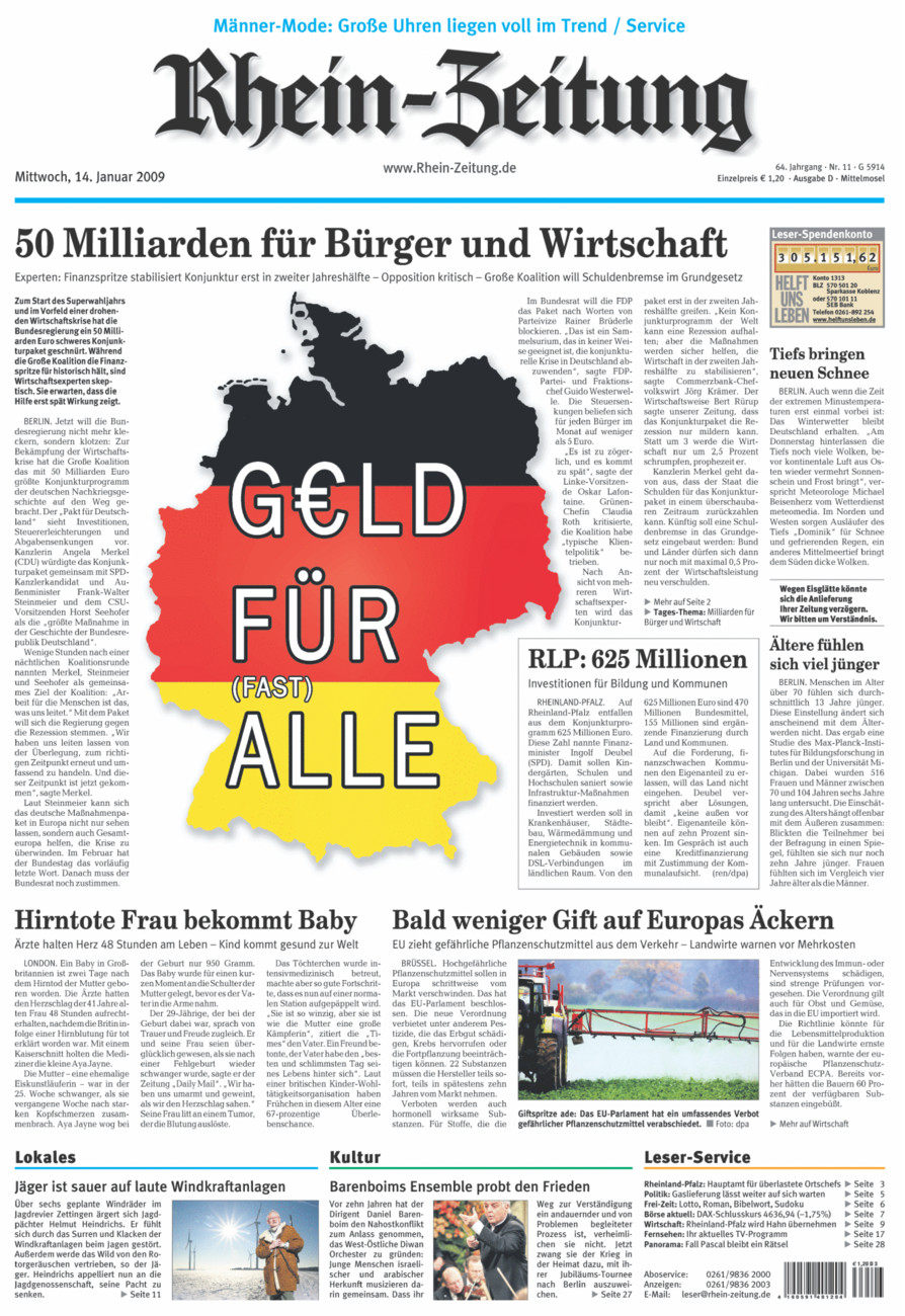 Rhein-Zeitung Kreis Cochem-Zell vom Mittwoch, 14.01.2009